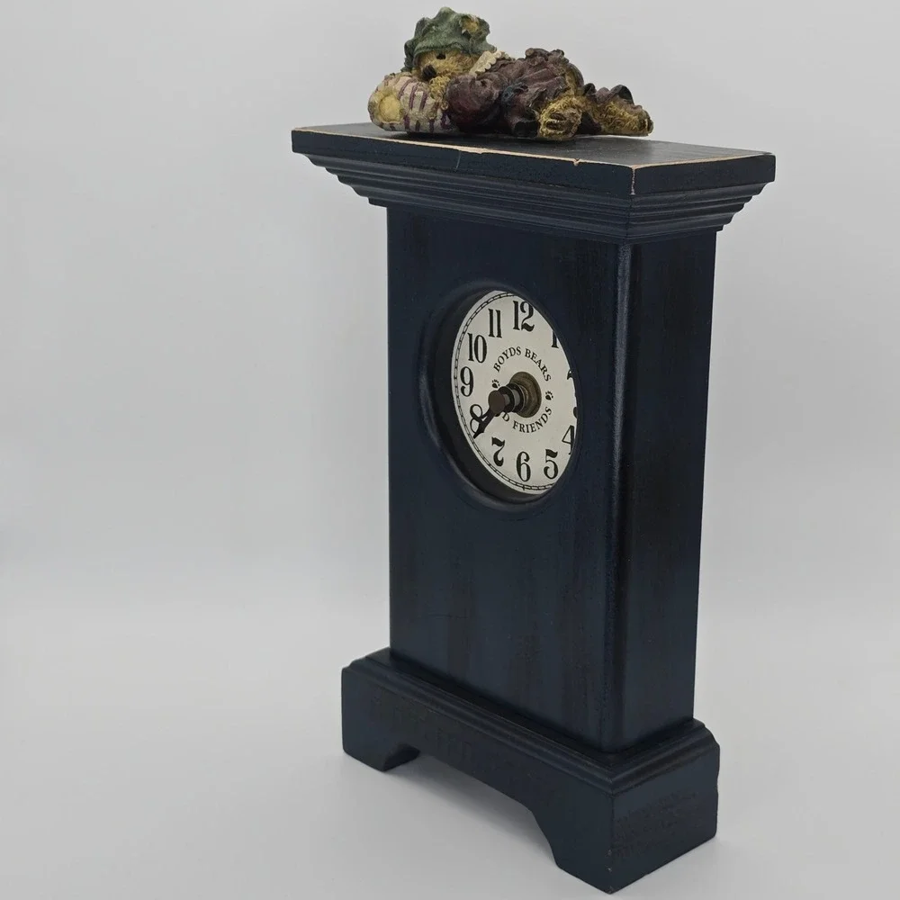 Boyds Bears 1997 Balley OnTime Clock Teal Mantel Shelf Decor Vintage‎